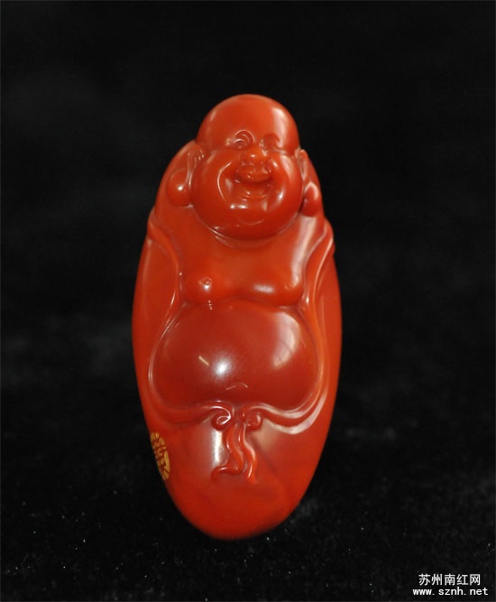 南红玉石雕刻弥勒佛像